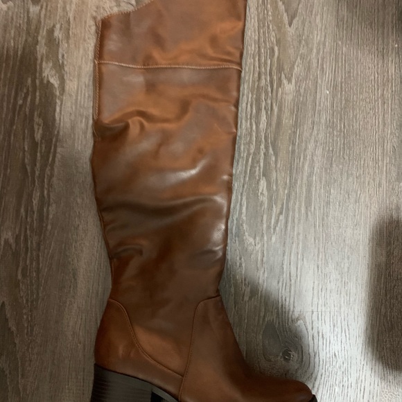 Brown knee length boots; Worn once - Picture 4 of 4